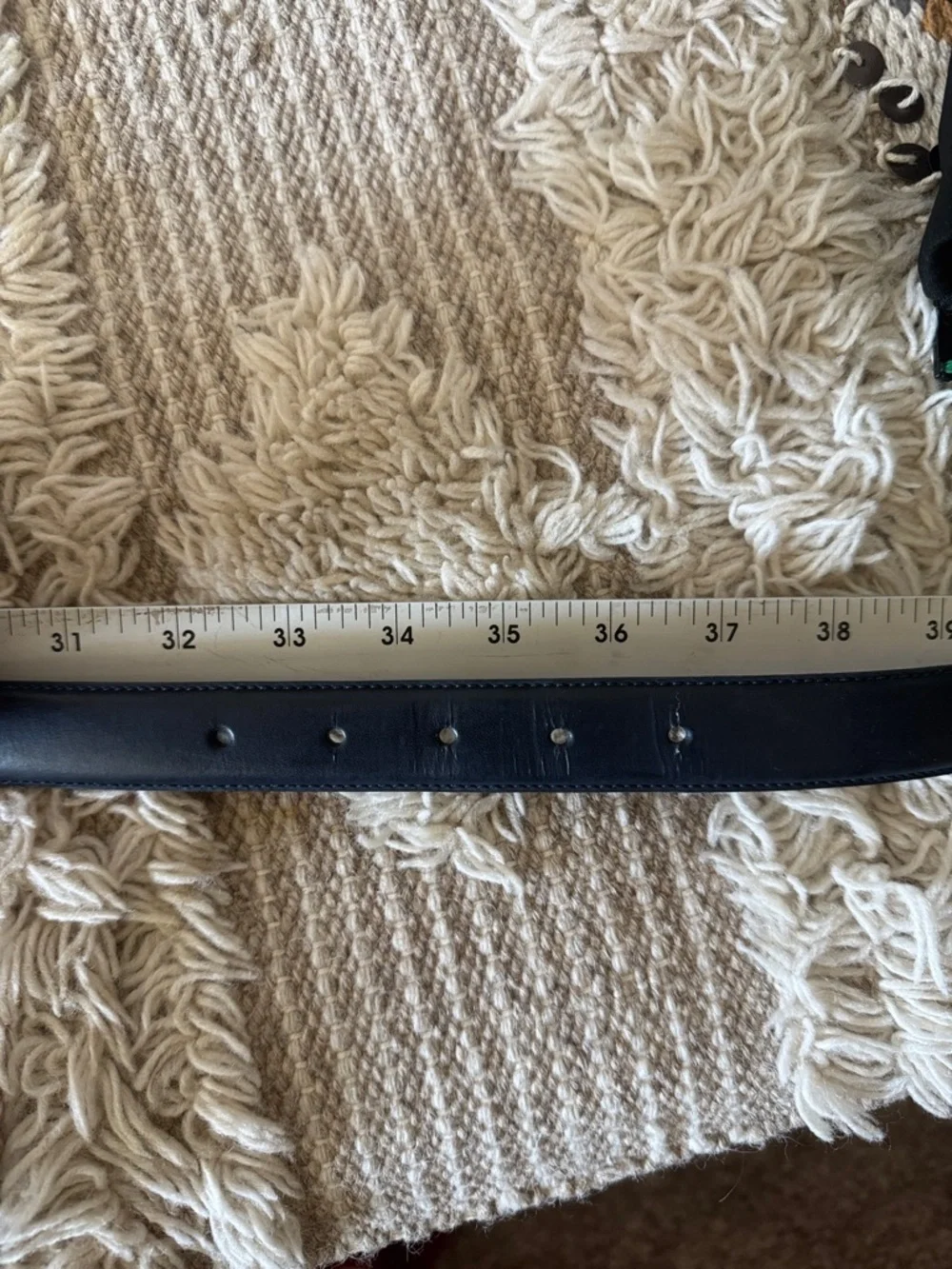 Liz Claiborne Cream Bonded‎ Navy Leather Belt